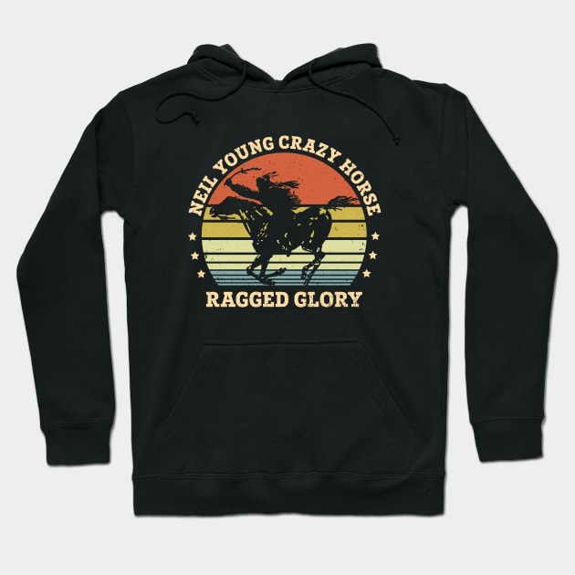 Young And Crazy Horse Ragged Glory Vintage Hoodie by Symmetry Stunning Portrait